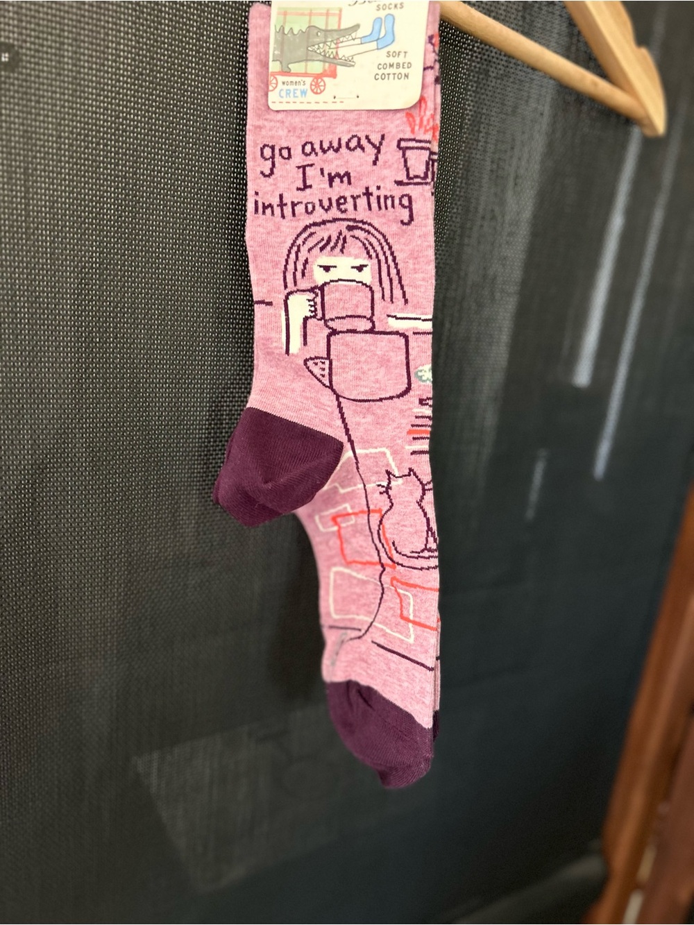 NWT Blue Q Go Away I'm Introverting Women's Crew Socks